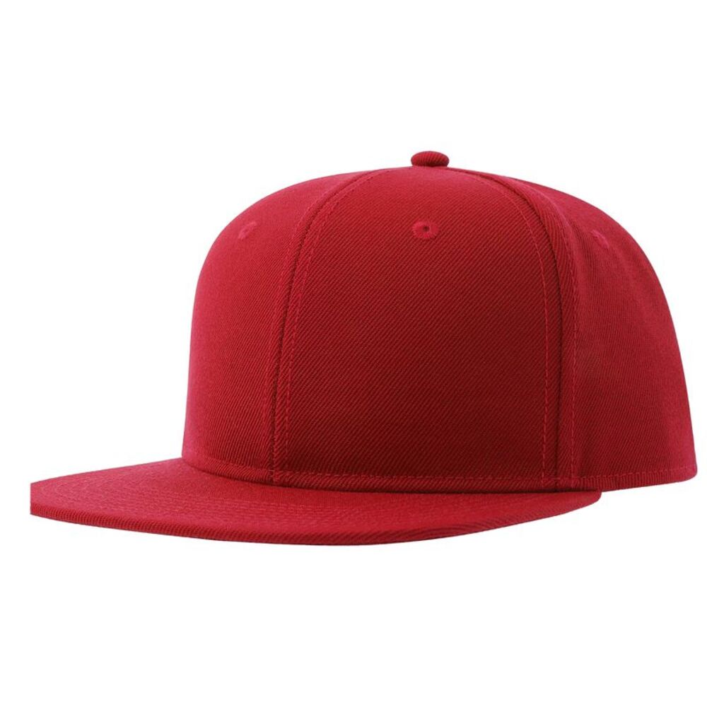 Atlantis Unisex Adult 6 Panel Sustainable Flat Peak Baseball Cap / Red